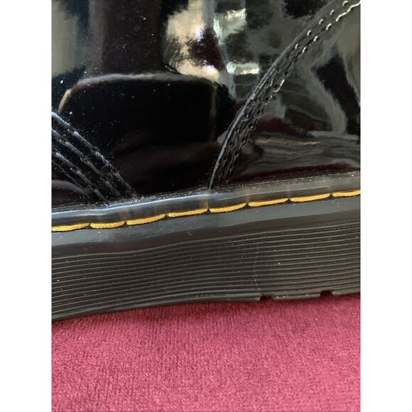 Doc Dr. Martens Womens Size 8 Airwair Combat Shiny Black Leather Boots ZAVALA - Picture 4 of 9